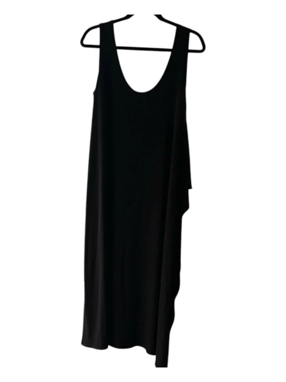 RACHEL Rachel Roy Black Sleeveless Asymmetrical Midi Dress Draped Side 0X EUC